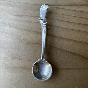 Vintage Spoon Pin Brooch 2 7/16"‎ Blossom Floral Design Sterling Silver 4.6g